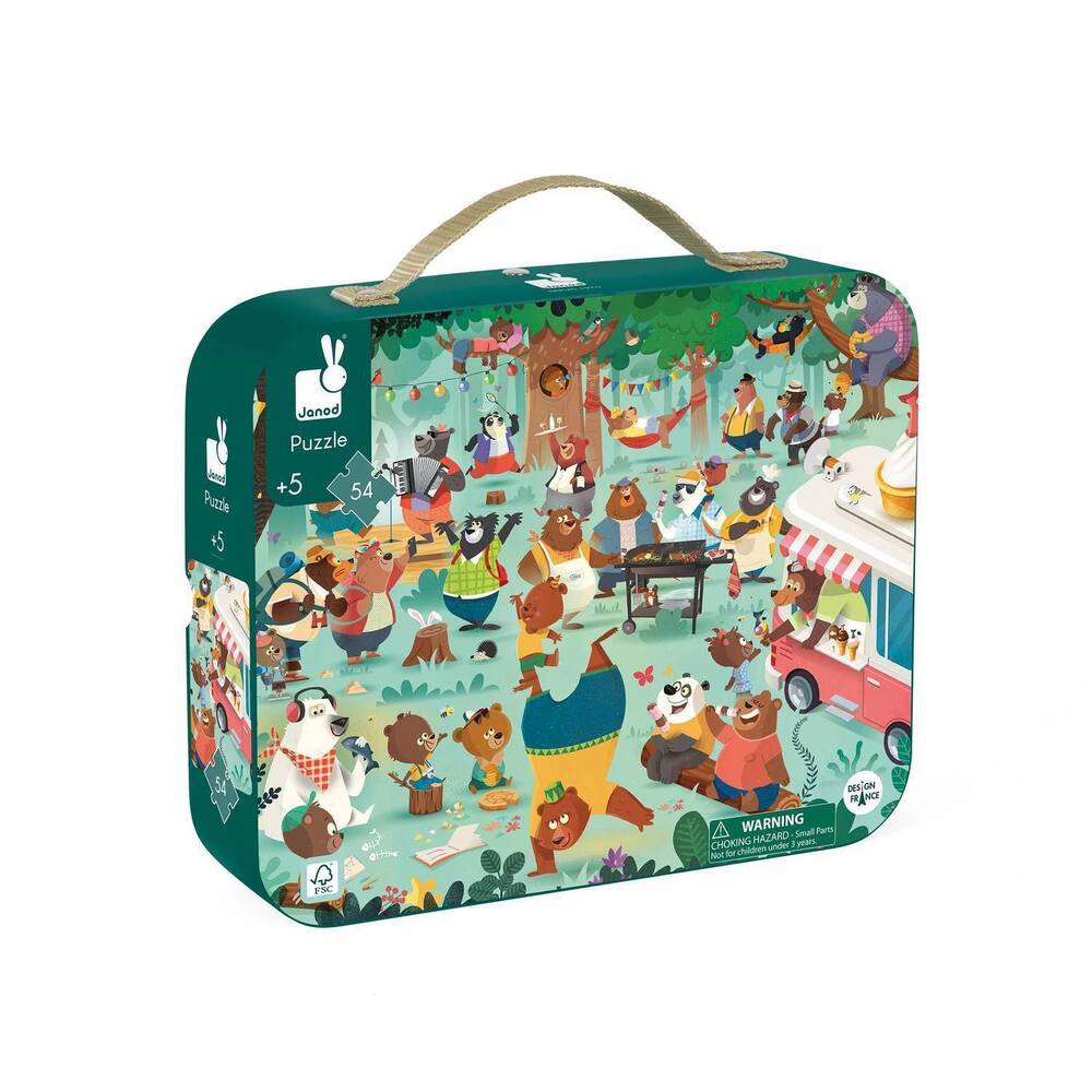NEW JANOD family bears 54-piece cardboard puzzle in green